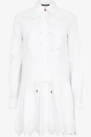 Roberto Cavalli Mini Abito Chemisier Con Rose Traforate