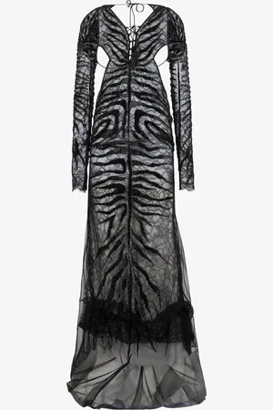 Roberto Cavalli Abito Lungo Ray Of Gold Paillettes