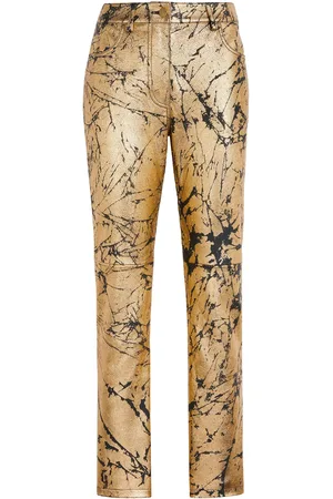 Roberto Cavalli Pantaloni cropped in nappa laminata