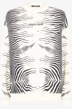 Roberto Cavalli Felpa Con Stampa Zebra E Logo