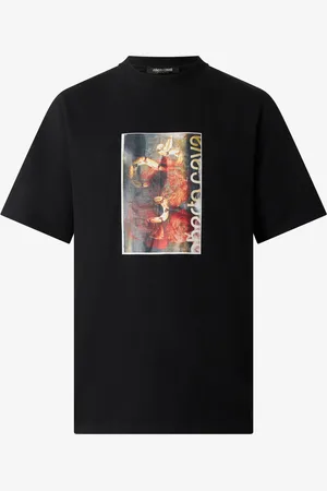 Roberto Cavalli T-shirt Stampa Serpenti E Rose Effetto Used