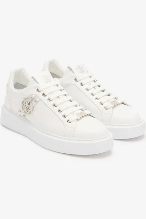 Roberto Cavalli Sneakers In Pelle Con Dettagli Dorati