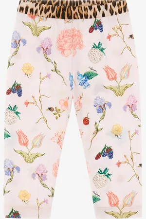 Roberto Cavalli Jogger Con Stampa Fiori, Frutti E Jaguar Skin