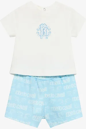Roberto Cavalli Completo T-Shirt E Shorts Con Logo