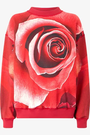 Roberto Cavalli Felpa Con Stampa Maxi Rose
