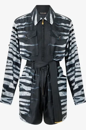 Roberto Cavalli Abito Corto In Seta Stampa Zebra