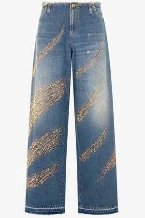 Roberto Cavalli Jeans Con Motivo Zebra In Strass