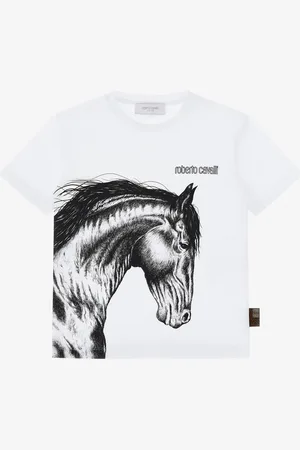 Roberto Cavalli T-Shirt Con Cavallo E Logo