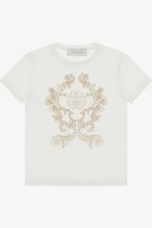 Roberto Cavalli T-Shirt Ricamata Con Monogram RC