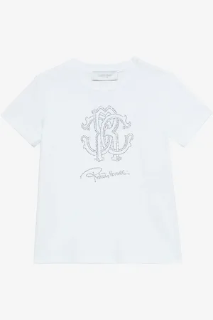 Roberto Cavalli T-Shirt Con Monogram RC E Firma In Strass