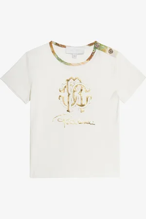 Roberto Cavalli T-Shirt Con Monogram RC E Logo Dorati