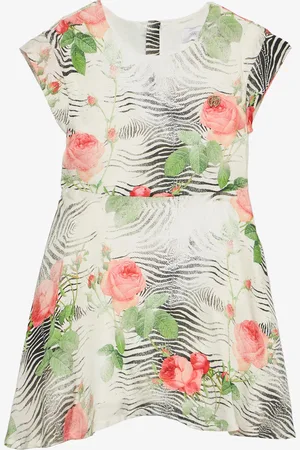 Roberto Cavalli Abito Con Stampa Mini Zebra E Rose
