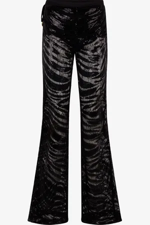 Roberto Cavalli Pantaloni Svasati Motivo Zebra E Paillettes