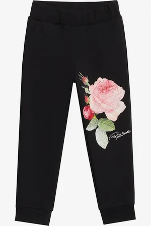 Roberto Cavalli Jogger Con Stampa Rose Su Una Gamba