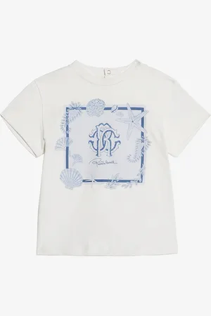 Roberto Cavalli T-Shirt Con Stampa Marina E Monogram RC