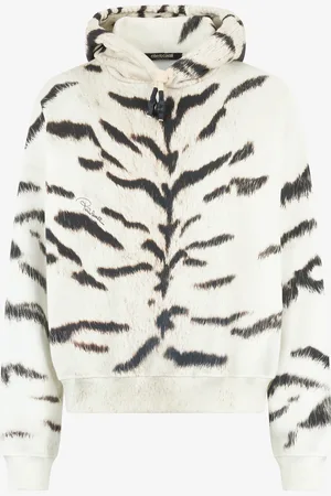 Roberto Cavalli Felpa da donna con stampa Tigresse Bianca OGAT X