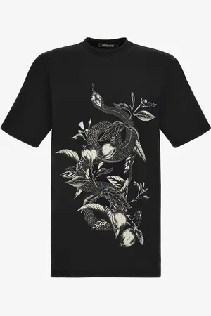 Roberto Cavalli T-shirt con stampa Limoni e Snake
