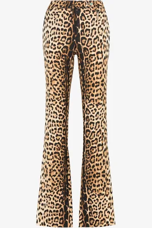 Roberto Cavalli Pantaloni svasati con stampa Leopard
