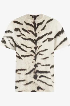 Roberto Cavalli T-shirt oversize da donna con stampa Tigresse Bianca OGAT X