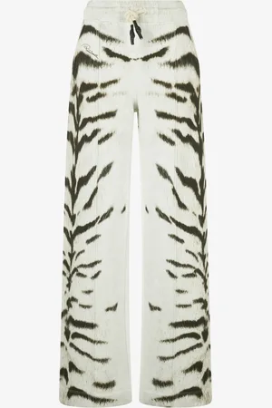 Roberto Cavalli Pantaloni sportivi da donna con stampa Tigresse Bianca OGAT X