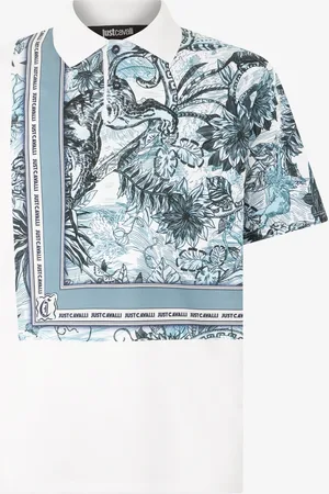 Roberto Cavalli Polo Con Stampa Jungle E Lettering