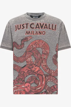 Roberto Cavalli T-Shirt Con Logo E Serpenti