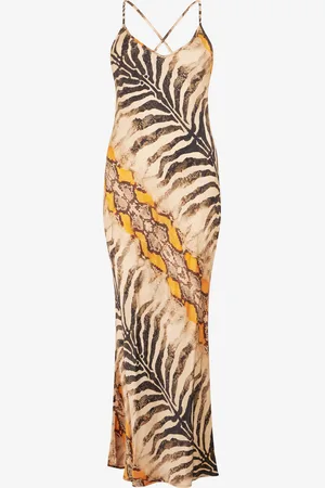 Roberto Cavalli Abito In Seta Con Stampa Animalier