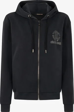 Roberto Cavalli Felpa Nera con Cappuccio e Logo Monogram RC