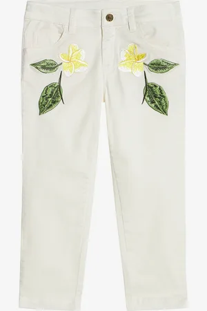Roberto Cavalli Pantaloni Con Fiori Ricamati