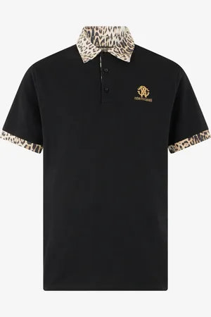 Roberto Cavalli Polo Nera con Dettagli Stampa Jaguar