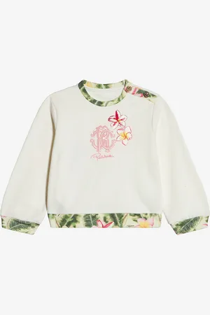 Roberto Cavalli Felpa Con Fiori E Monogram RC Ricamati