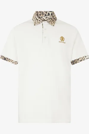Roberto Cavalli Polo Bianca Dettaglio Jaguar Skin