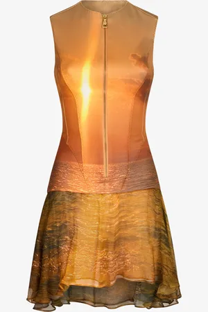 Roberto Cavalli Abito Corto Stampa Sunset