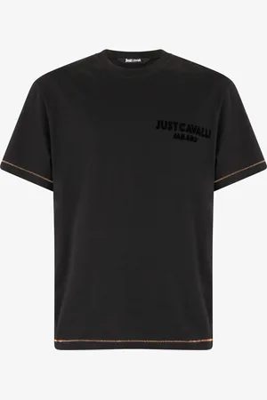 Roberto Cavalli T-Shirt Con Monogram JC E Cuciture A Contrasto