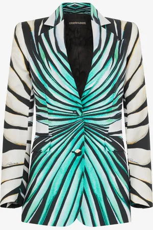 Roberto Cavalli Giacca Stampa Ray Of Sea In Seta