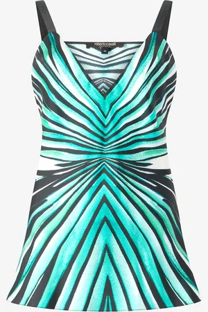 Roberto Cavalli Top In Seta Stampa Ray of Sea