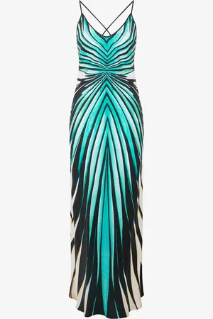 Roberto Cavalli Abito Maxi In Seta Stampa Ray Of Sea