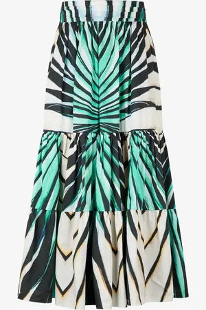 Roberto Cavalli Gonna Midi In Cotone Stampa Ray Of Sea