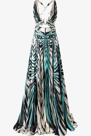 Roberto Cavalli Abito Maxi Ray Of Sea Stampa Seta