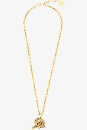 Roberto Cavalli Gold Necklace with Tiger Pendant