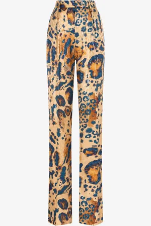 Roberto Cavalli Pantaloni jacquard a gamba dritta con motivo Jaguar