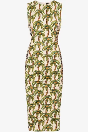 Roberto Cavalli Abito con stampa Leopard e Palme