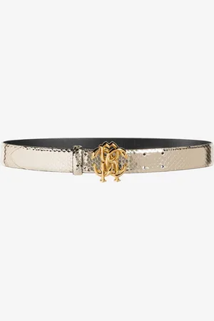 Roberto Cavalli Cintura in pelle con Monogram Mirror Snake