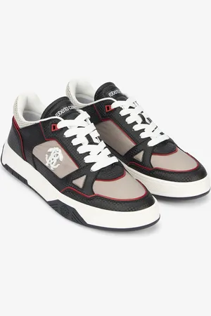 Roberto Cavalli Sneakers Bianche E Nere Con Monogram Mirror Snake