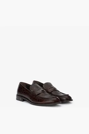 Roberto Cavalli Mocassini Marroni In Pelle Effetto Coccodrillo