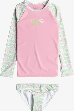 Roxy Hibiline - Rashguard a due pezzi a maniche lunghe con protezione UPF 50 da Ragazza 2-7