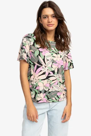 Roxy Flowers For Life - Maglietta in jersey stampata da Donna
