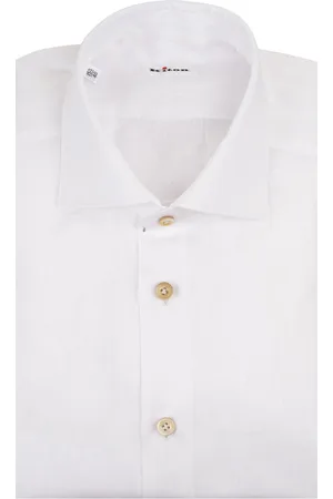 Kiton Camicia Classica In Lino Bianco