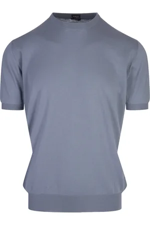 Kiton T-Shirt In Maglia Di Cotone Azzurro Polvere
