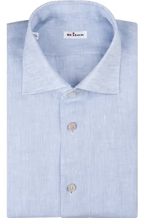Kiton Camicia In Lino Azzurro